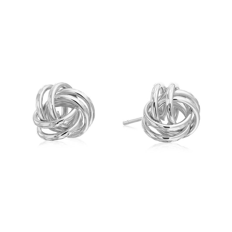 Handmade Love Knots 14k Gold Diamond Cut Love Knot Stud Earrings 9mm