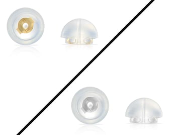 Silicone Covered 14K Solid Gold Replacement Backings for Pushback Earrings