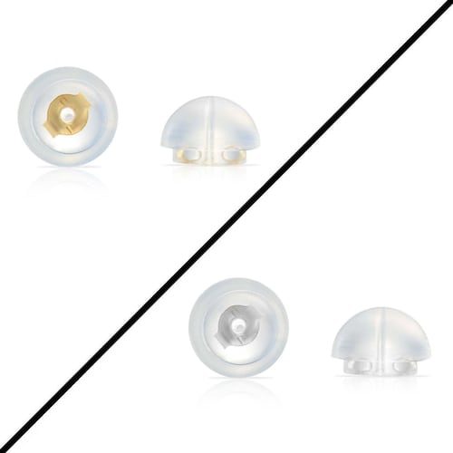 Supports de rechange en or massif 14 carats recouverts de silicone pour boucles d'oreilles pushback