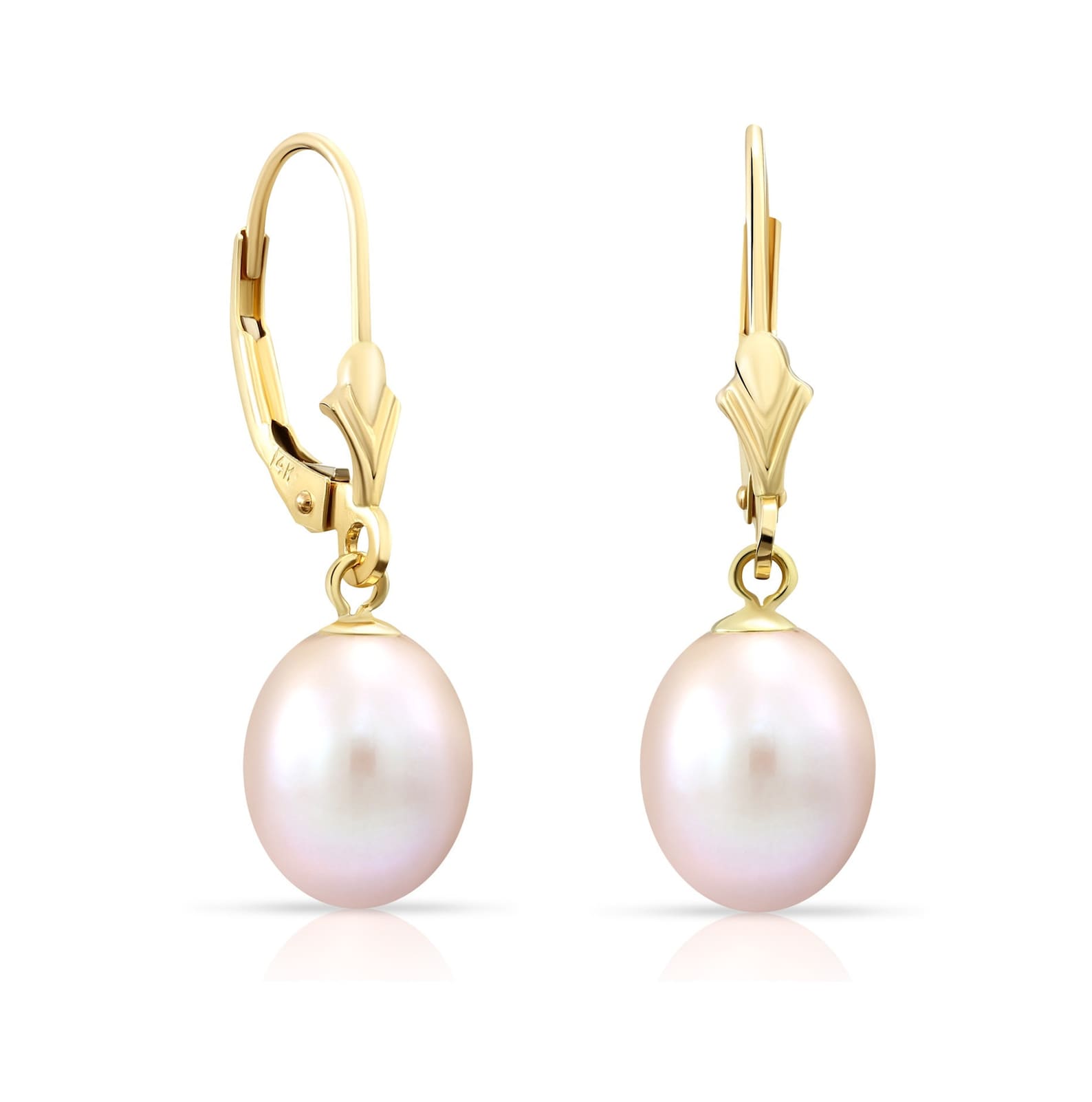 Pearl Earrings in 14k Yellow Gold Hand Selected Freshwater - Etsy