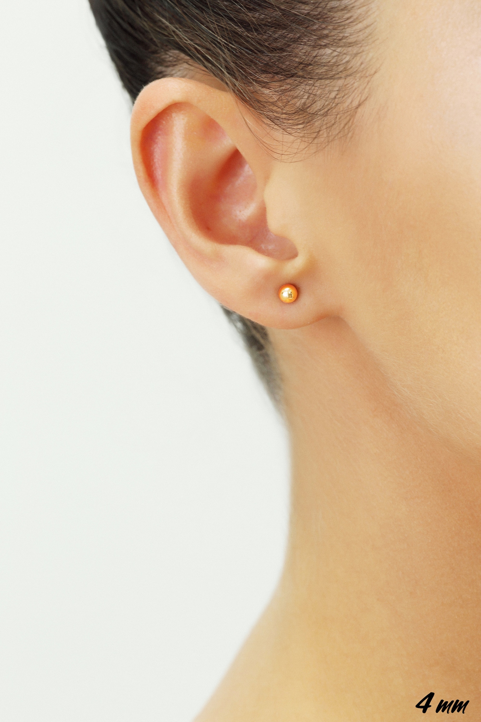 14k Rose Gold Ball Earrings with Faceted Texture(7mm)