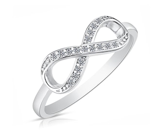 Infinity Ring in Sterling Silver, Endless Love Band Made From Solid 925 Sterling Silver