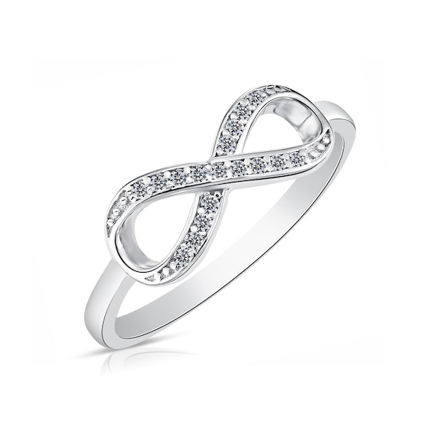 Infinity ring in sterling zilver, eindeloze liefdesband gemaakt van massief 925 sterling zilver