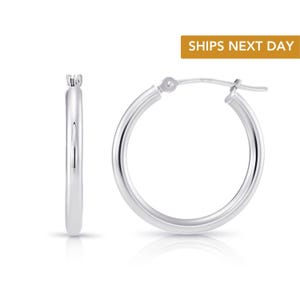 10K Solid Gold Hoop Earrings, Round White Gold, Rose Gold, Yellow Gold Polished Hoops, Classic Design Handmade with Love by TILO Jewelry