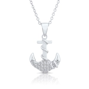 Anchor Necklace, Sterling Silver Nautical Charm Pendant, Jewelry Gift