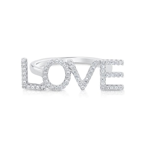 LOVE Ring with Cz in Sterling Silver, Stylish and Trendy