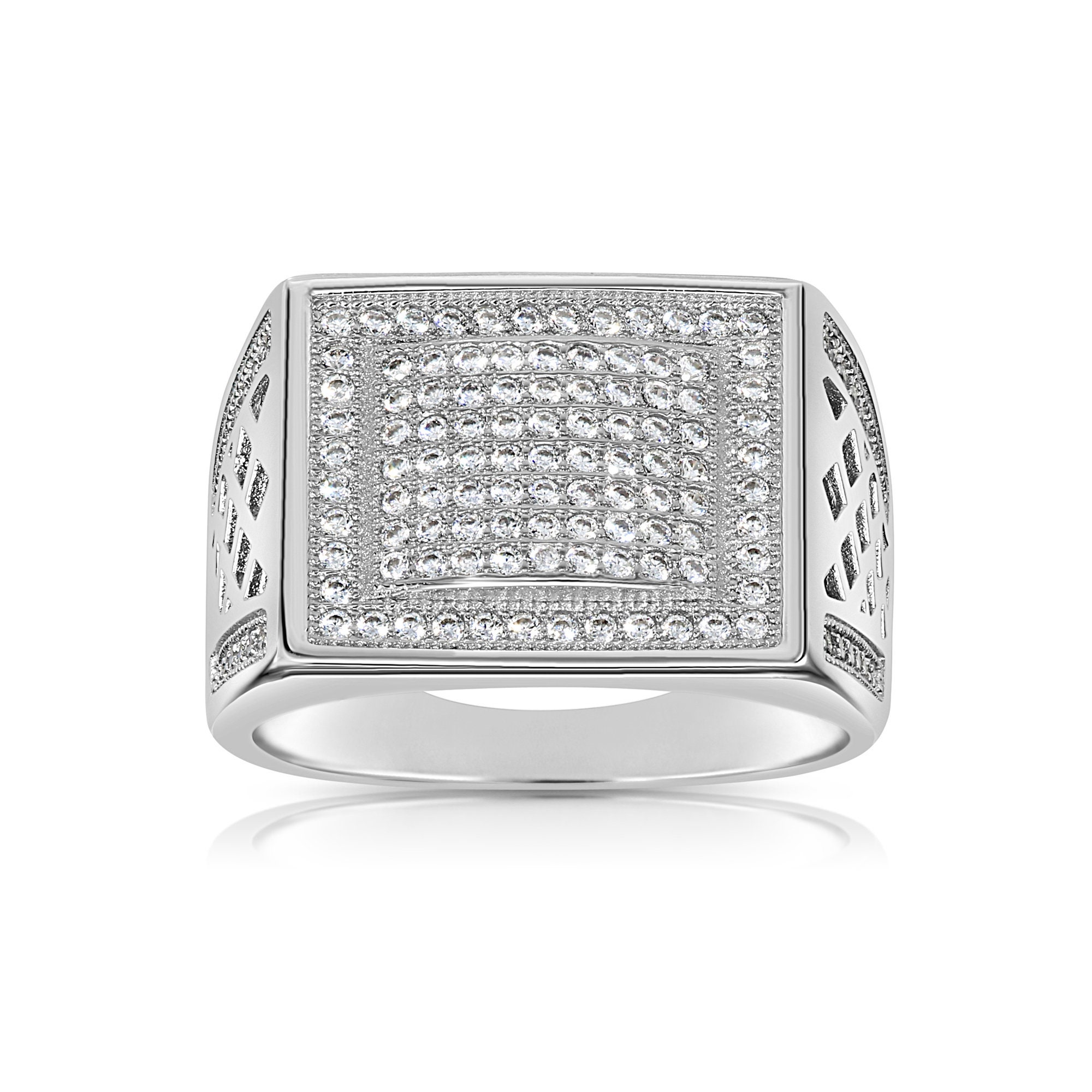 Urban Fusion Men's Sterling Silver Hip Hop Ring, Square Signet