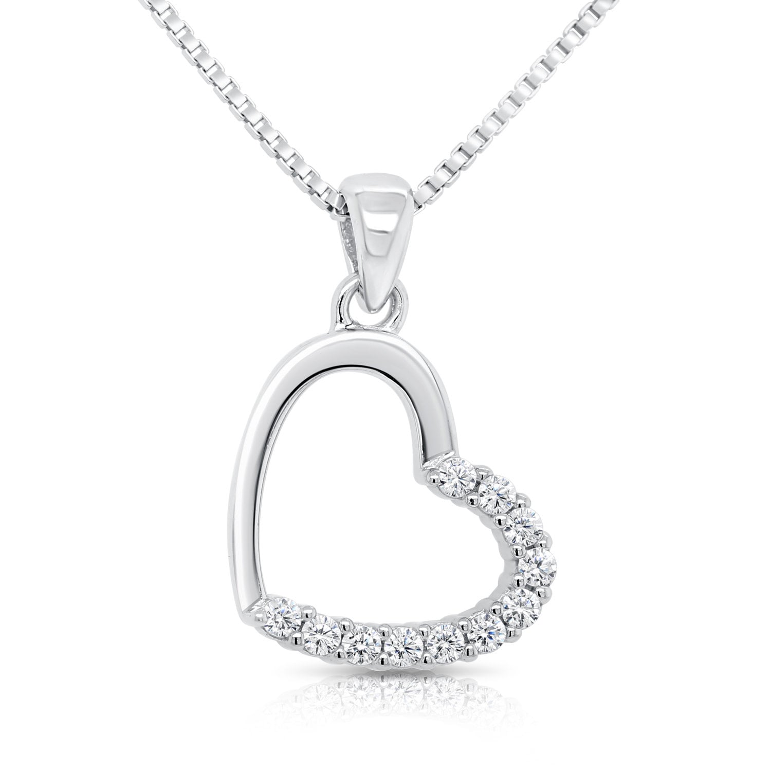 Heart Necklace, Love Heart Pendant Necklace in Sterling