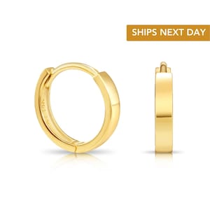 14K Yellow Gold Tiny Classic Huggie Hoop Earrings, Dainty 10mm Hoops, Handmade With Love, By TILO Jewelry