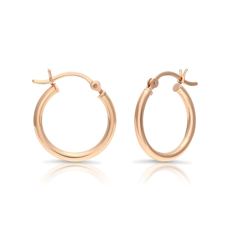 Plain Gold Hoop Earrings in Sterling Silver With Shiny Etsy