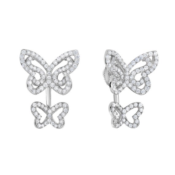 Ear Jacket Double Butterfly Front-back Earrings in Sterling - Etsy