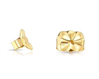 14k Solid Gold Butterfly Pushbacks, Comfort Fit Medium Size Push-Backs Made in USA, Authentic 14k Yellow Gold Replacement Backings