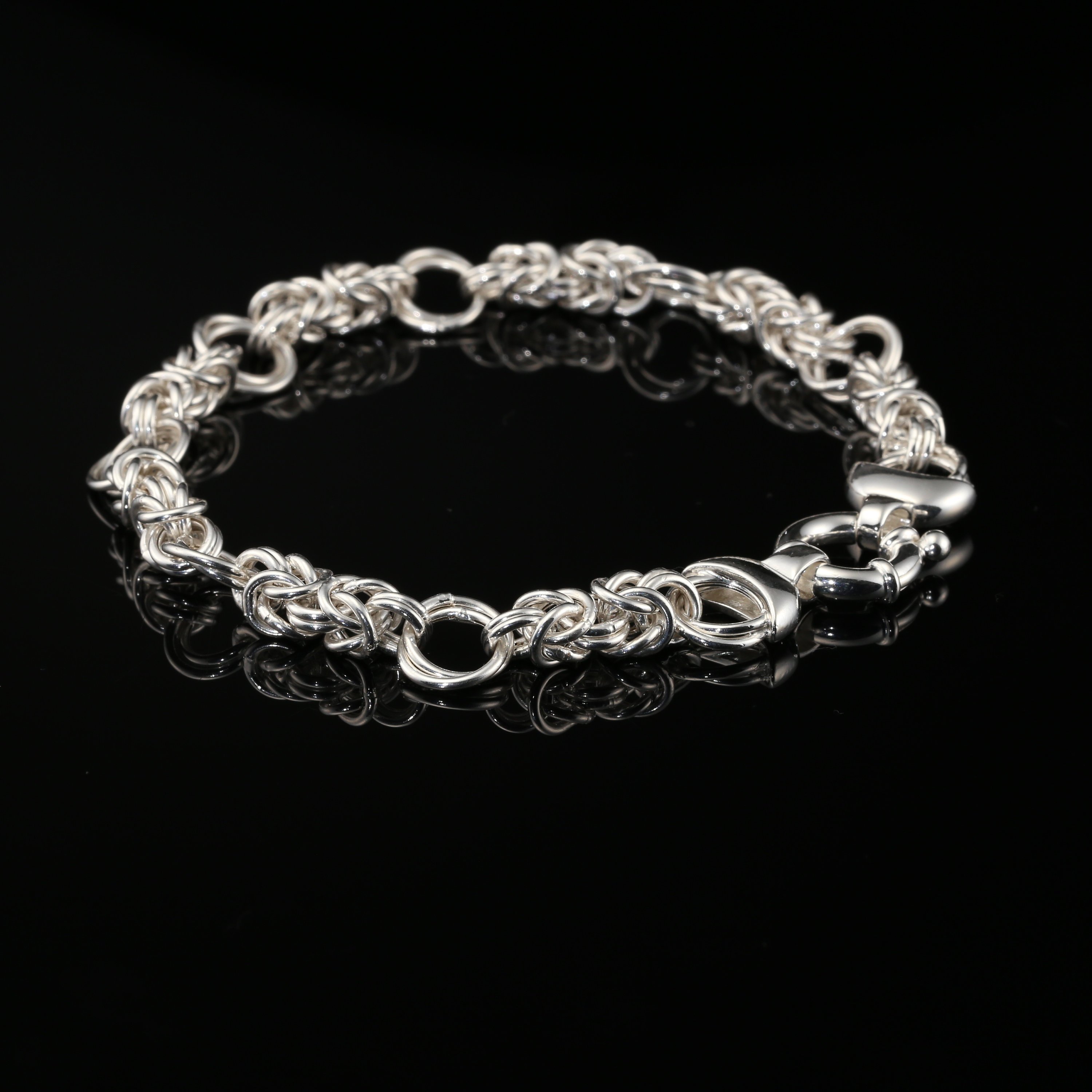 【BLACKPURPLE】23FW★ silver925 Ethan chain bracelet Sterling Silver Byzantine Chain Bracelet, 9.25