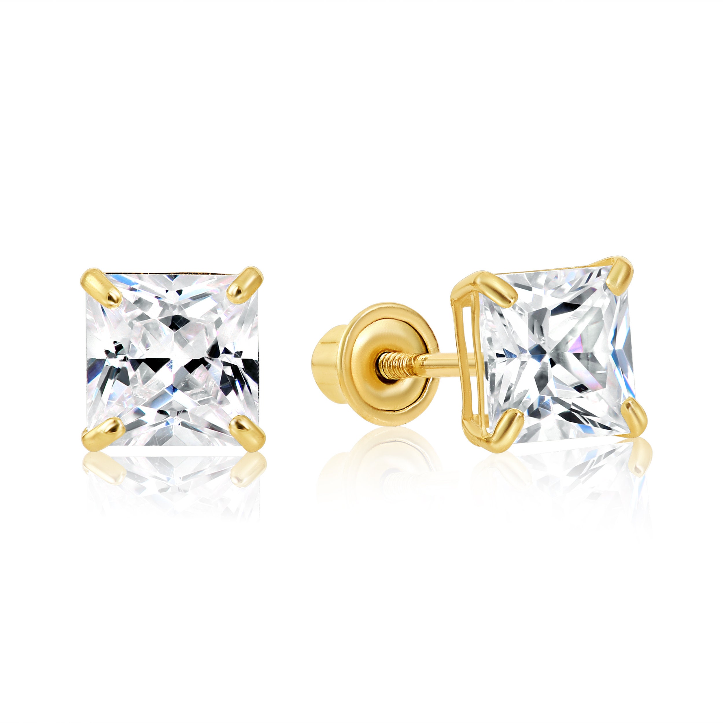 14k gold square earrings deals