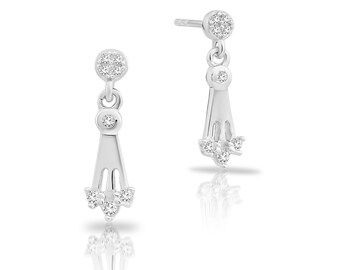 Pendientes colgantes de plata de ley con circonitas cúbicas, pequeños pendientes colgantes.
