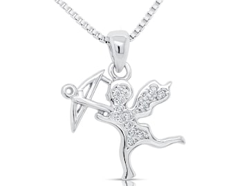 Collar de Cupido, colgante de querubín, cadena de 18 pulgadas