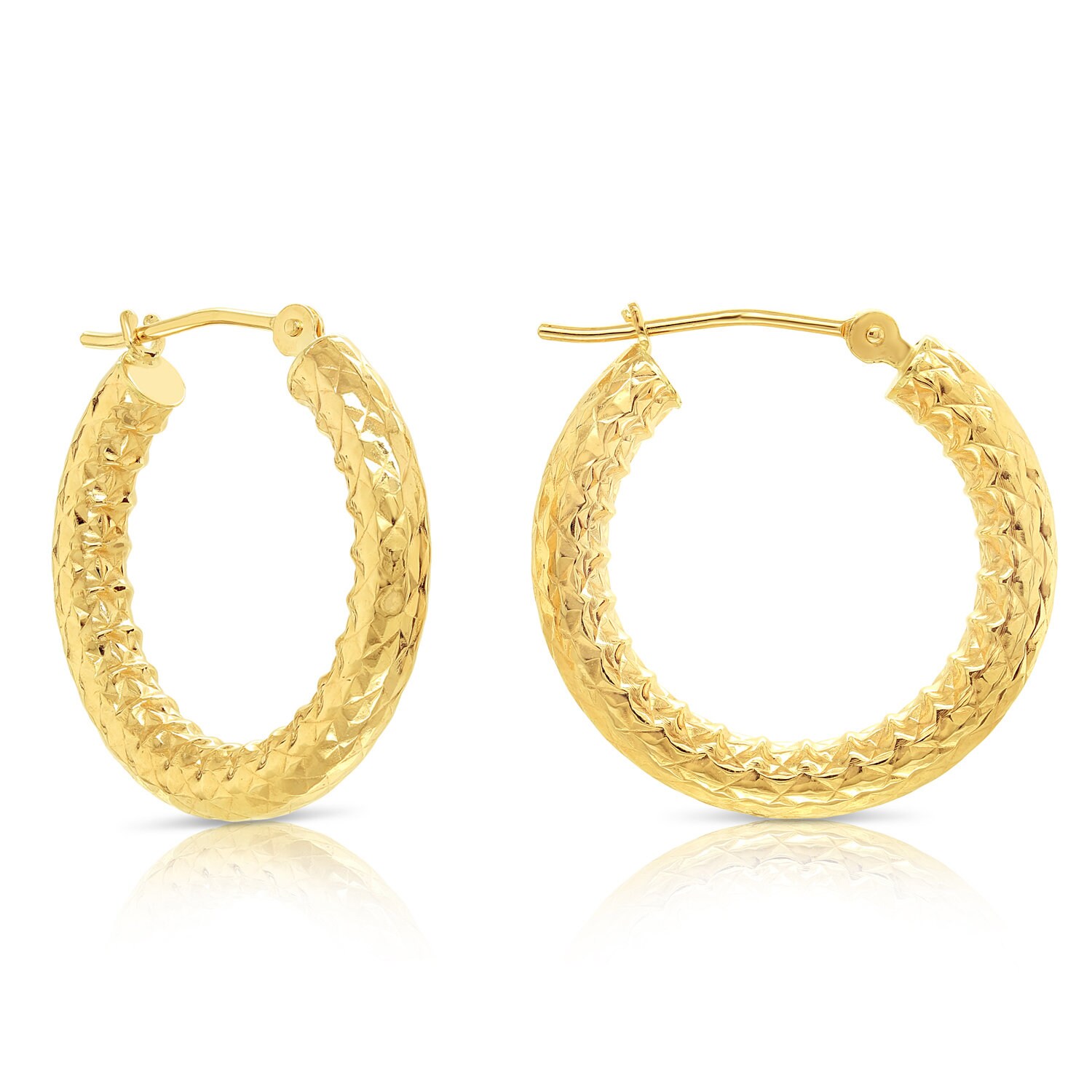 Jewel Tie 10k Yellow Gold Diamond-Cut 3mm Round Hoop Earrings Jewel Tie 10k Yellow Gold Diamond-Cut 3mm Round Hoop Earrings