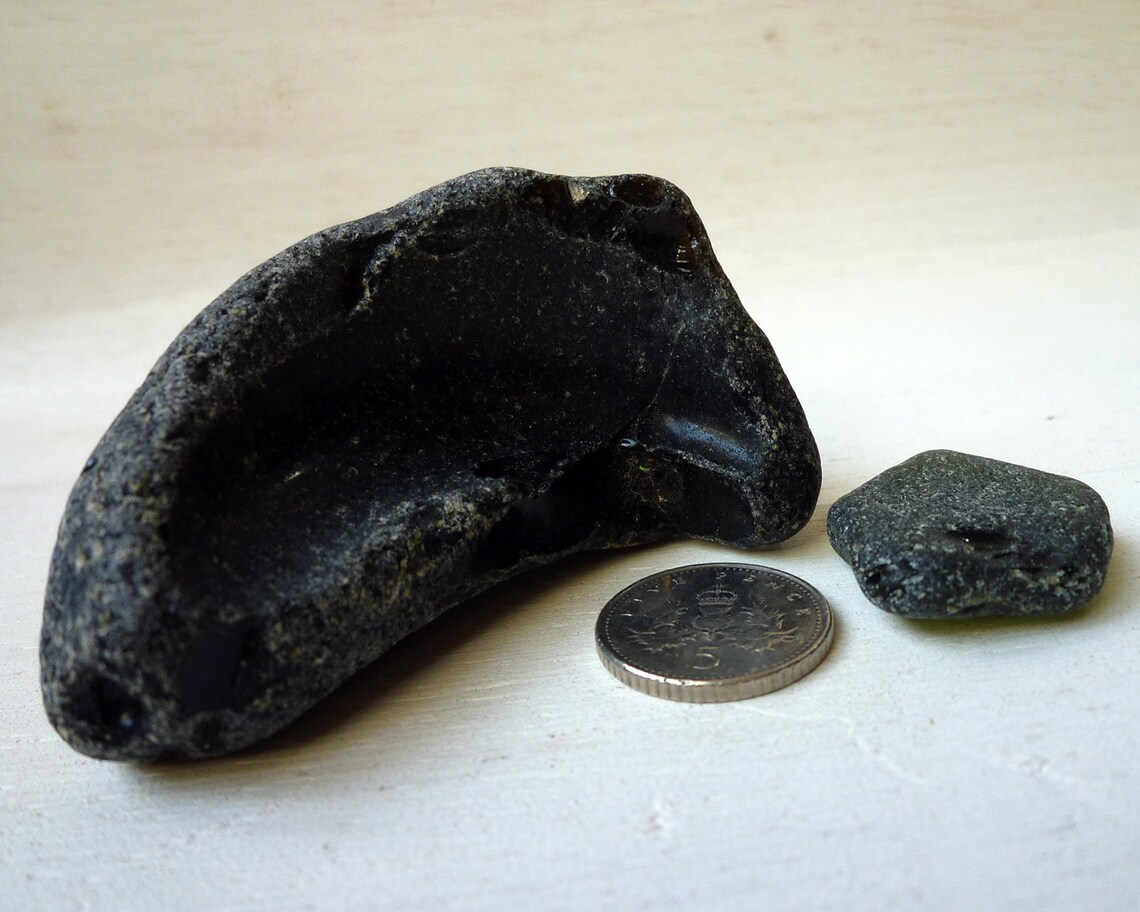 Black sea glass Pirate's glass 16 pieces craft sea Etsy