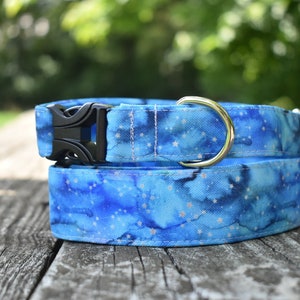 Andromeda Dog Collar I Galaxy Dog Collar l Space Dog Collar l Summer Dog Collar I Martingale Dog Collar with Buckle l Blue Dog Collar