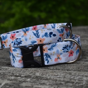 The Joy Dog Collar I Classic Dog Collar l Floral Dog Collar l Girl Dog Collar I Martingale Dog Collar with Buckle l Woodland Dog Collar