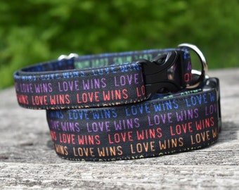 Collier pour chien Love Wins I Pride l Collier pour chien arc-en-ciel l Collier pour chien martingale avec boucle l Collier pour chien Woodland