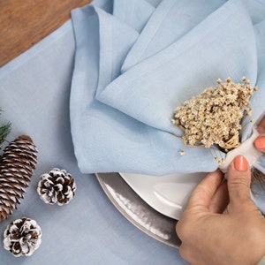 Linen Napkin  Set of 2, Sky Blue,  Stonewashed Linen Napkin,  Handmade, Holiday Table Decor, Washed Soft Linen, Gift For Home