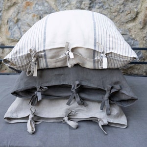 Stonewashed Linen Pillowcase. Decorative pillow case, Cushion Cover, Standart,King,Queen,Deco Pillowcase. image 4