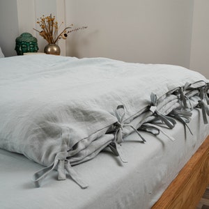 Duvet Cover in Sky Blue, Linen Bedding , Soft Bedclothes, King, Queen, Costum Size, Linen Comforter Duvet Cover,  Natural Linen Quilt