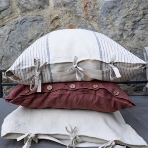 Stonewashed Linen Pillowcase. Decorative pillow case, Cushion Cover, Standart,King,Queen,Deco Pillowcase. image 3