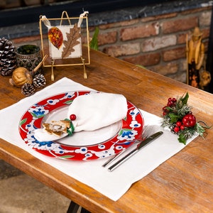 Linen Placemats. Set of 2 linen placemats in White Color. Linen Placemat s For Holiday Table Decor.