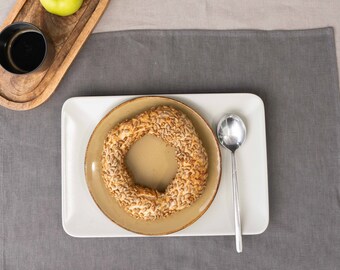 Grey Linen Placemats Set of 2, European Linen Table Decor