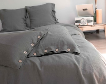 Duvet Cover Bedding Set in Gray, Bedclothes Pillowcases, Queen, King Size Quilt Set, Linen Bed Cover