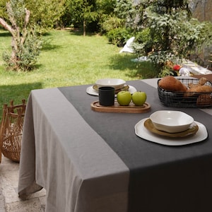 Light gray Linen Tablecloth.Washed Soft Linen Table cloth. Square,Reactangular Table Lines Costum Size Tablecloth.Natural Dinnig Tablecloth.