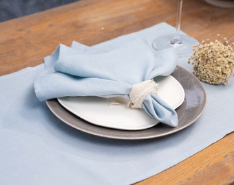 White Linen Placemats, Stone Washed, Set of 2