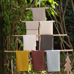 Linen Tea Towel, Linen Kitchen Towel, Hand Towel, Washed Linen Handmade Towel. Linen Striped, Various Color Tea Towel.
