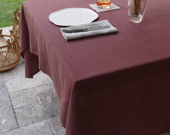 Stonewashed Linen Tablecloth, Custom Size, Natural European Linen