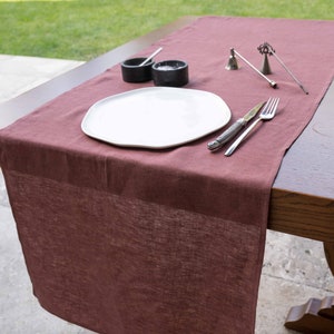 Stonewashed linen table runner in clay color. Washed,softened linen runner. Handmade natural table decor. Various size,various color.