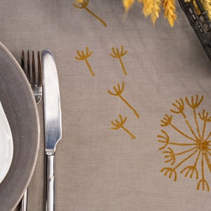 Linen Placemats Set of 2, Leaf Handprinted Placemats for Xmas,  Blockprint Placemats  Natural Placemats For Dining Table Decor.