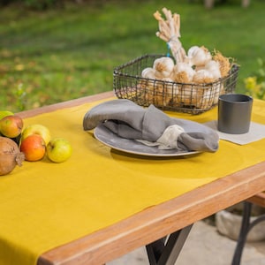 Stonewashed linen table runner in muscard color. Washed,softened linen runner. Handmade natural table decor. Various size,various color.