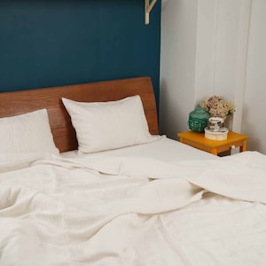 Linen Bedding Set, Duvet Cover Pilowcases, Off White Linen Bedding,  King, Queen, Single, Custom Size Quilt