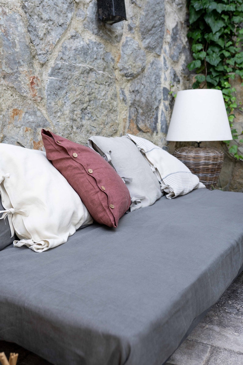 Stonewashed Linen Pillowcase. Decorative pillow case, Cushion Cover, Standart,King,Queen,Deco Pillowcase. image 2