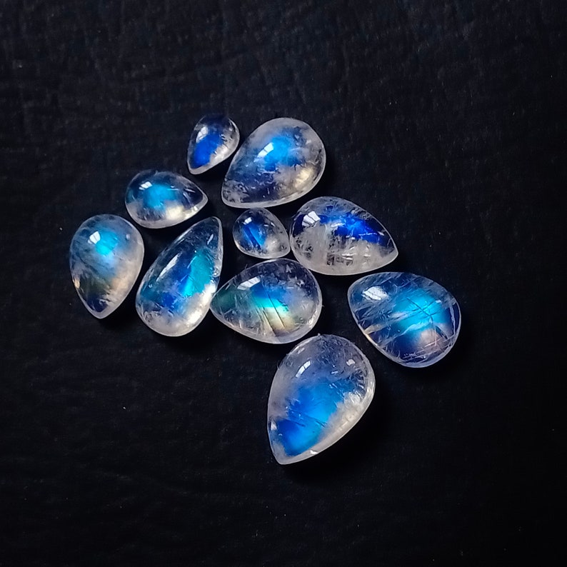 10 Pieces Lot Natural Moonstone Cabochon Size 11x8x4 5x4x3 mm For Jewelry Making Top Quality Rainbow Moonstone Cabochon Lot 12 Carat