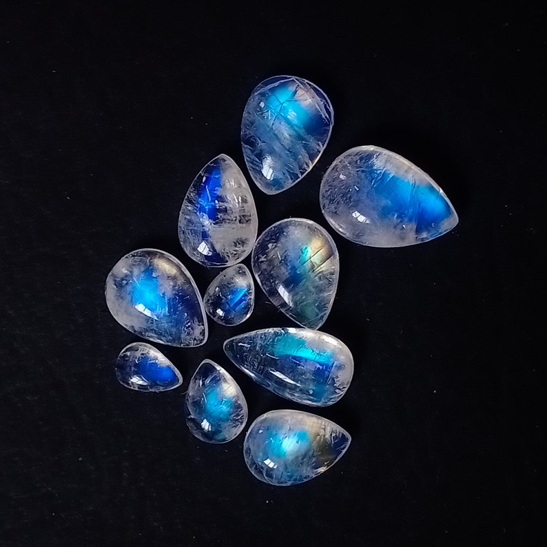 10 Pieces Lot Natural Moonstone Cabochon Size 11x8x4 5x4x3 mm For Jewelry Making Top Quality Rainbow Moonstone Cabochon Lot 12 Carat