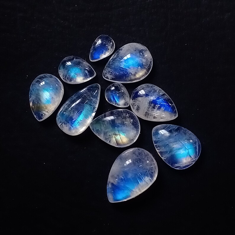 10 Pieces Lot Natural Moonstone Cabochon Size 11x8x4 5x4x3 mm For Jewelry Making Top Quality Rainbow Moonstone Cabochon Lot 12 Carat