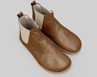 Women Leather Chelsea Boots: Barefoot Wide Toe, All Day Comfort