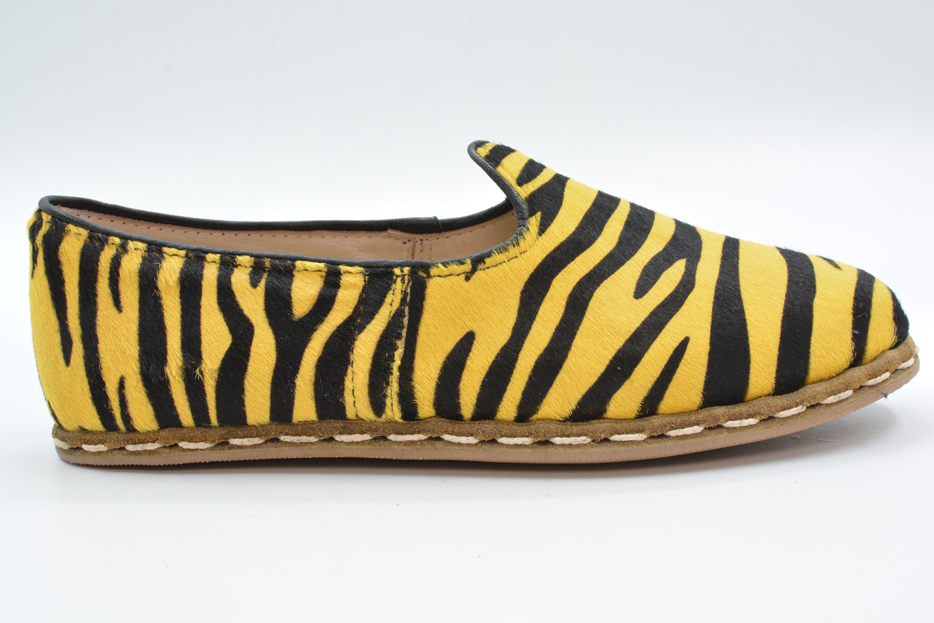 Yellow Zebra Color Men Sneaker Shoe Leather Handmade Sanah Etsy