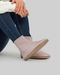 Men's Chelsea Boots - Light Pink Leather, Wide Toe, Side Zipper