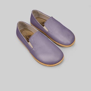 Purple Color Artisan Handcrafted Genuine Leather Zero Drop Barefoot Shoes For Men | Wide Toe Box | Flexible Sole | Zero Drop | Light