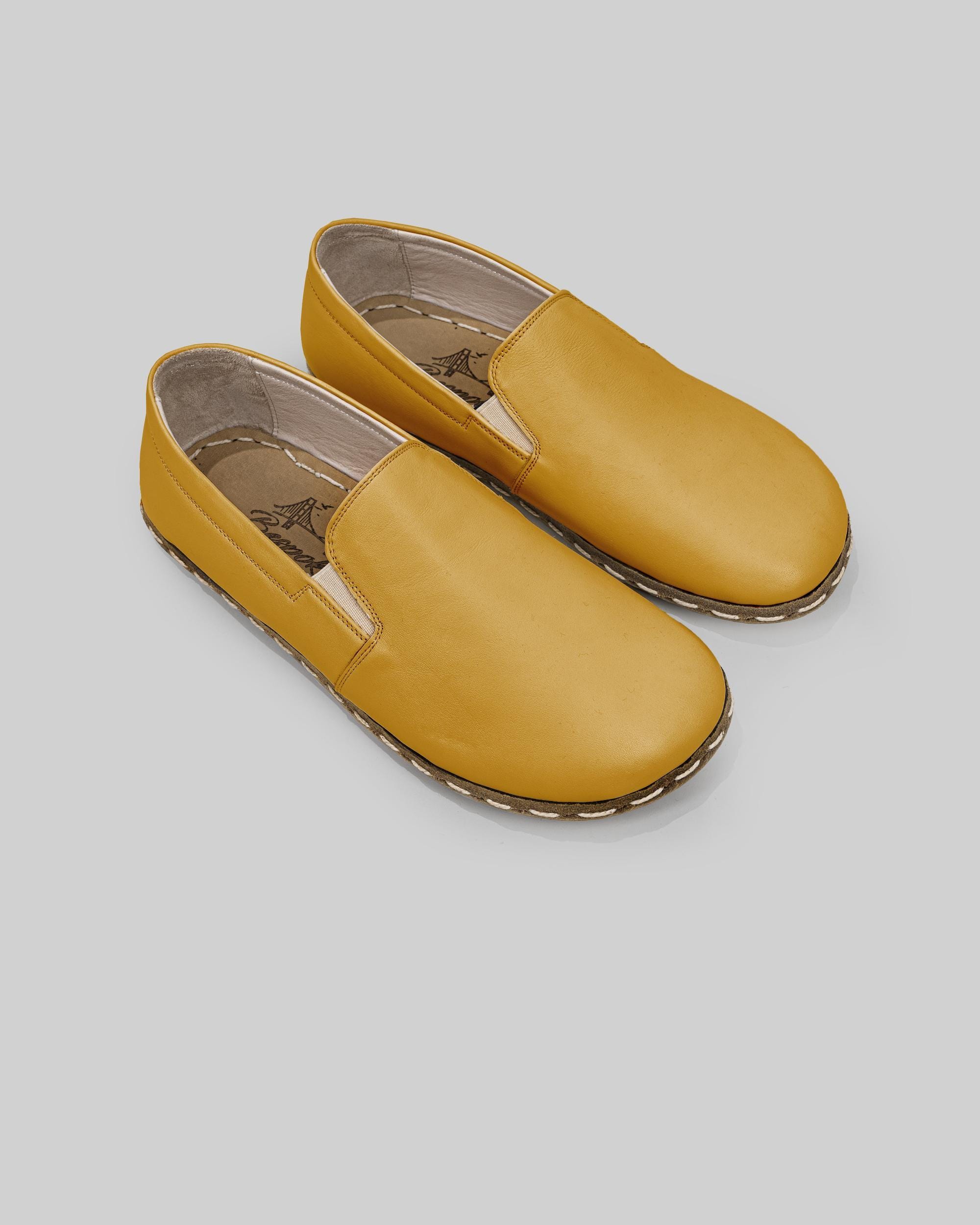 Mustard Leather Loafers - Wide Fit, Flexible Thin Sole - Etsy