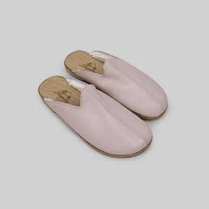 Leather Light Pink Comfortable Women Barefoot Shearling Slipper, Custom Made Handmade Shoes Yemeni